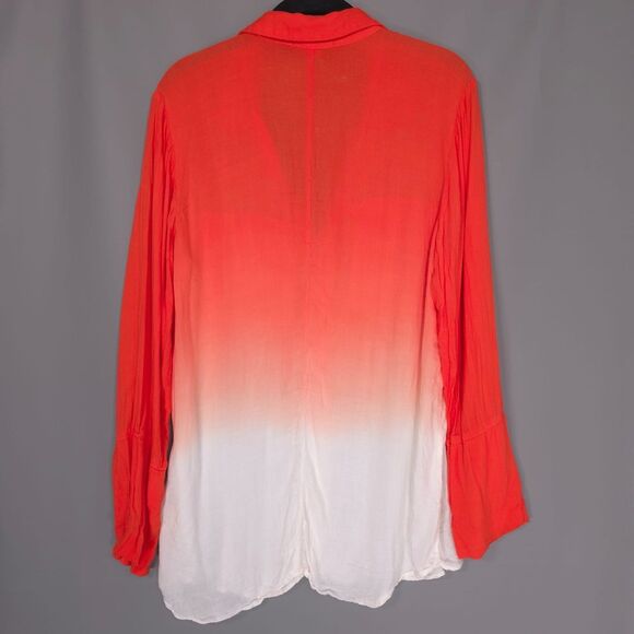 Anthropologie cloth & stone Women’s Shirt LARGE Tie Dye Orange V Neck Rayon - Picture 7 of 10